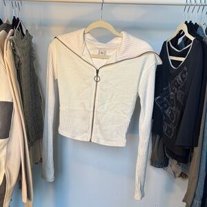 BDG Cream Zip-Up Hoodie